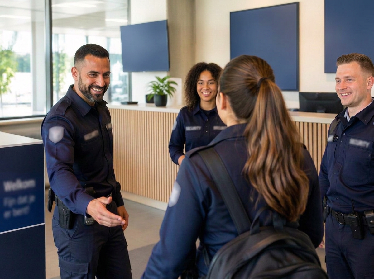Een nieuwe collega wordt verwelkomd door het beveiligingsteam